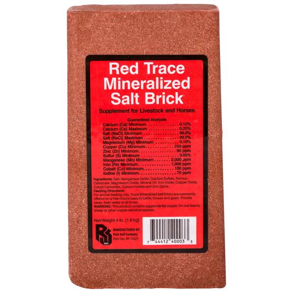 Roto Salt 4 lb Red Trace Mineral Salt Brick 120961 Blain's Farm & Fleet