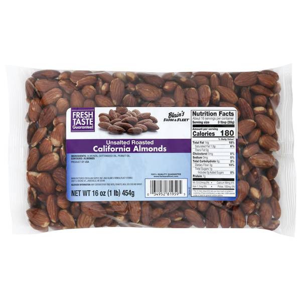 Photo of 16 oz Unsalted Roasted California Almonds