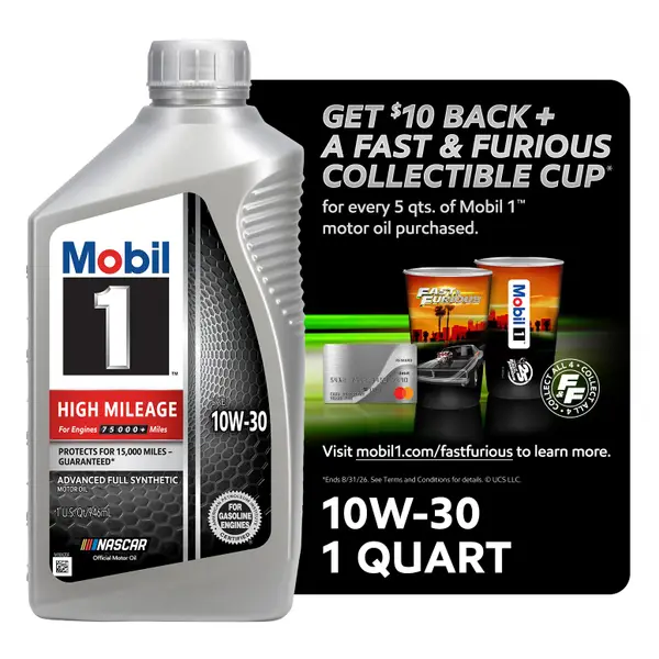 Mobil 1 1 Quart 10W-30 High Mileage Full Synthetic Motor Oil