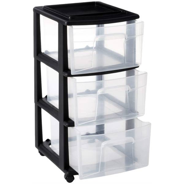 Homz 3-Drawer Black Wheeled Cart  | Blain's Farm & Fleet