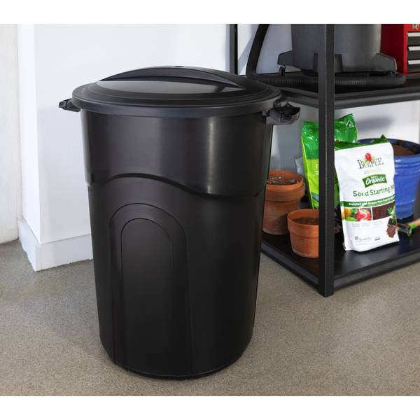 Hyper Tough 23 Gallon Heavy Duty Plastic Highboy Garbage Container, Black,  1 Each 