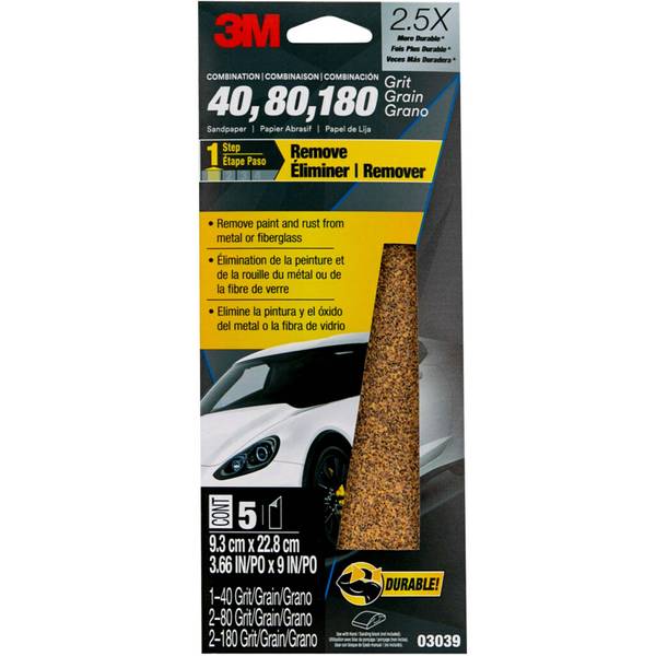 3M Aluminum Oxide Automotive Sandpaper, Assorted 03039NA Blain's