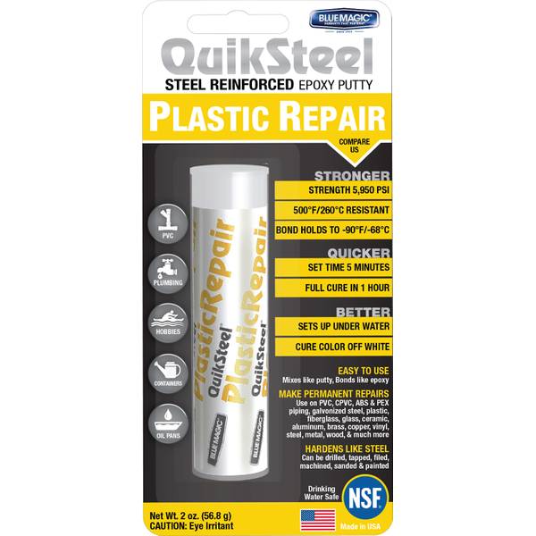 Blue Magic QuikSteel Plastic Reinforced White Epoxy Weld Putty