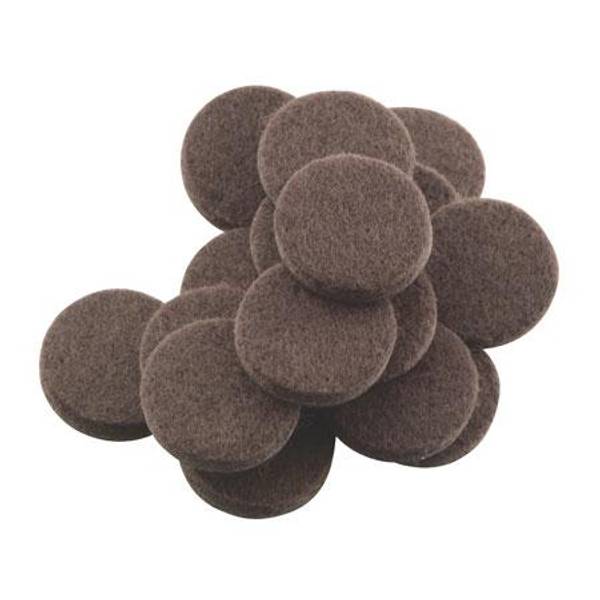 Soft Touch by Waxman Brown Self Stick Round Felt Pads, 3/4" 4728595N