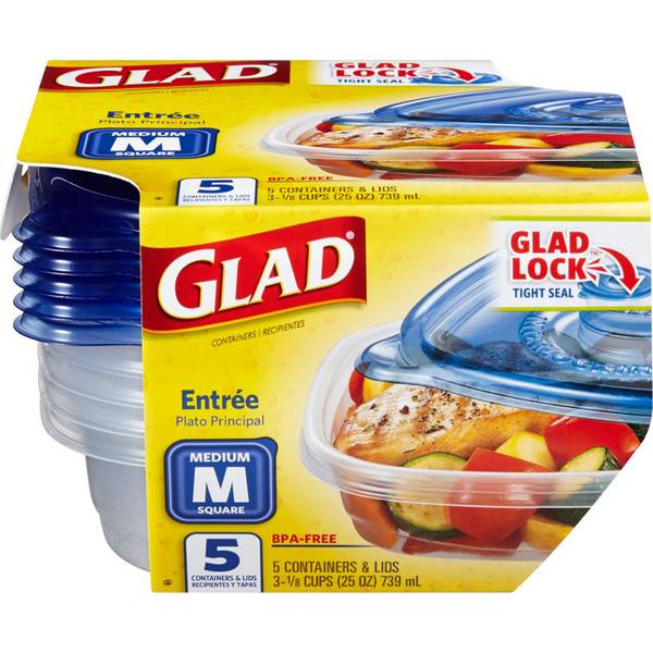 Glad Deep Dish Food Storage Containers, 3-Pack