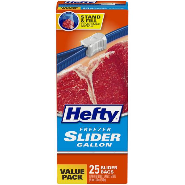 Hefty Freezer Slider Bags, Gallon, 25 Count. (Pack of 1)