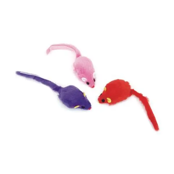 Great Choice Cat Toy two 2 Fur Mice 4pk 2.5" Asst 