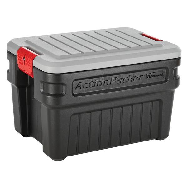 Rubbermaid 2-Pack Large 24-Gallons Black Weatherproof Heavy Duty Tote with  Latching Lid