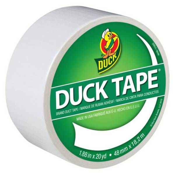 Single Roll White 1.88 Inches x 20 Yards Duck Brand 1265015 Color Duct Tape