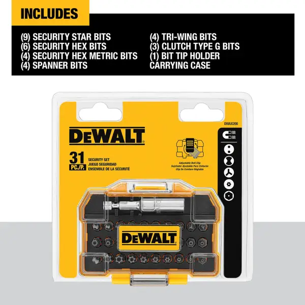 【NY①】　DWEフルセット DEWALT 31-Piece Extra Small Security Set with Tough Case - DWAX200