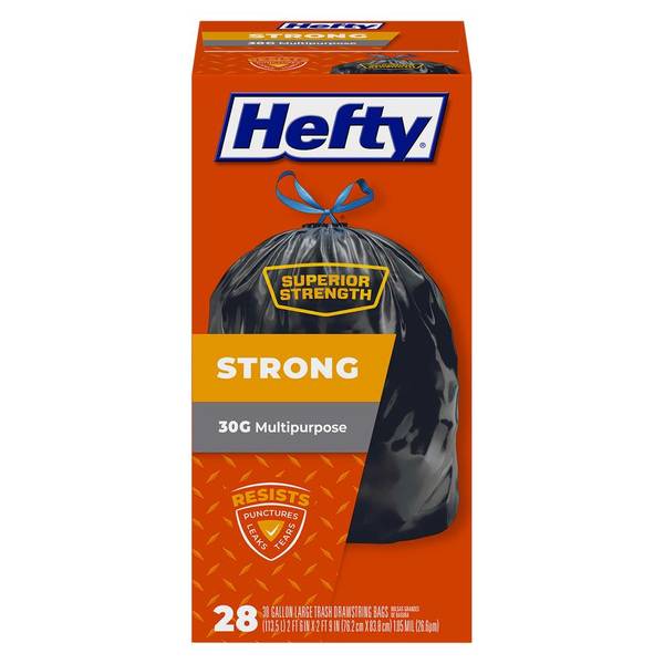 Hefty Strong Large Multipurpose Trash Bags -, 30 Gallon, 28 Count