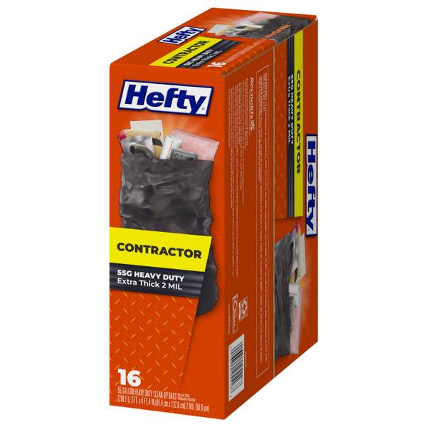 Hefty 20-Count 45 Gallon Heavy Duty Contractor Large Trash Bags - 00E24519