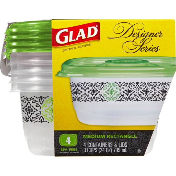 Glad Designer Medium Rectangle Food Storage Containers 459194 Blain