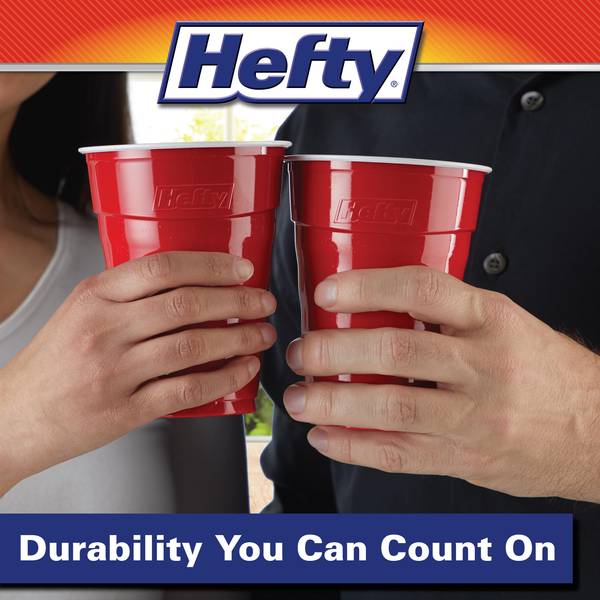 Hefty Easy Grip Disposable Plastic Party Cups, 16 oz, Assorted