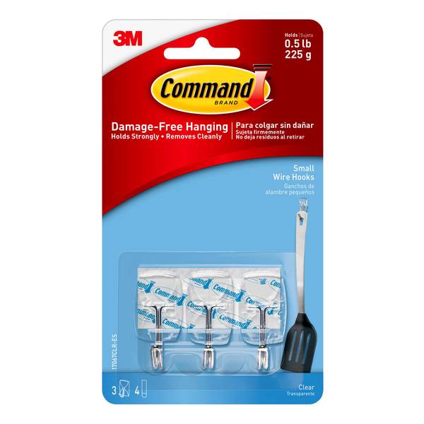 Command Mini Hooks W/ Clear Strips Clear 3 packages 