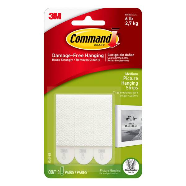Command Large Picture Hanging Strips, Damage Free Hanging Picture Hangers, No Tools Wall Strips for Living Spaces, 14 White Adhesive Strip Pairs(28