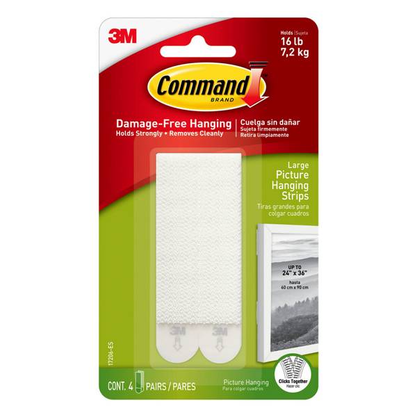 Command 16lb White Large Picture Hanging Strips 4pk