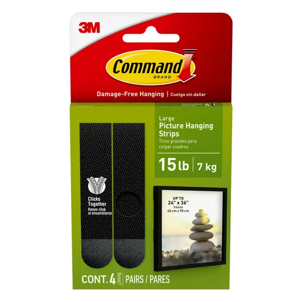 Large 3M Command Picture Hanging Strips Damage Free Black 