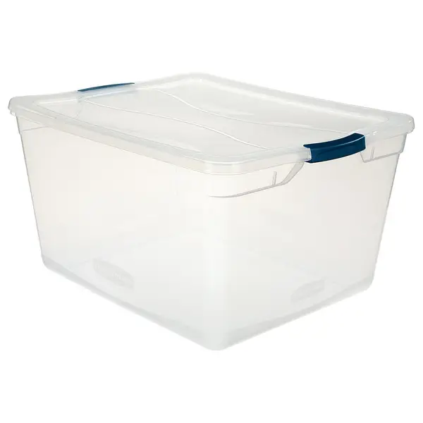Rubbermaid Roughneck Clear 50 Qt. Plastic Storage Tote w/ Gray Lid