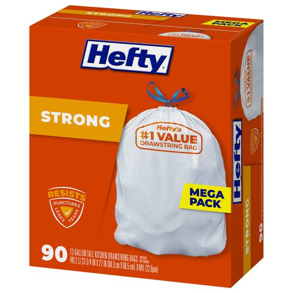 Hefty Ultra Strong Tall Kitchen Bags, Drawstring, Scent Free, 30 Gallon, Super Mega Pack - 110 bags