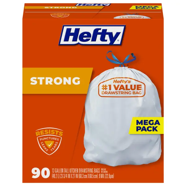 Hefty Ultra Strong Drawstring Trash Bags, Unscented (33 gal., 90