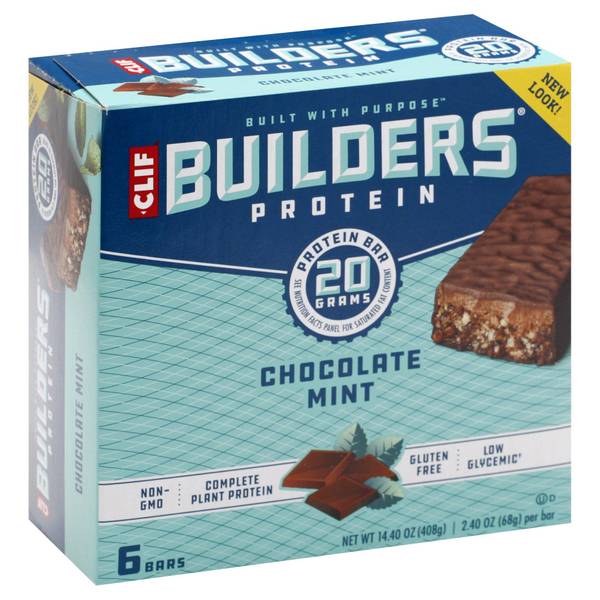 Clif Bar 6 Count Builders Chocolate Mint 20g Protein Bars 054980 Blains Farm And Fleet