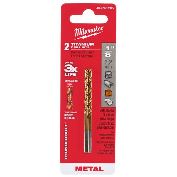 Milwaukee 48 89 2205 1 8 Thunderbolt Titanium Coated Drill Bit Blain 