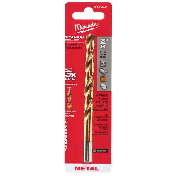 Milwaukee 48892221 3/8" Thunderbolt Titanium Coated Drill Bit Blain