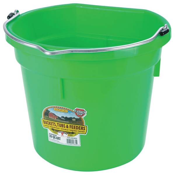 Little Giant 20 Quart DuraFlex Flat Back Plastic Bucket, Lime Green