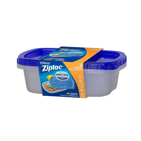 2-Ct 9-Cup Ziploc 70941 Large Rectangle Containers & Lids w/One Press Seal 