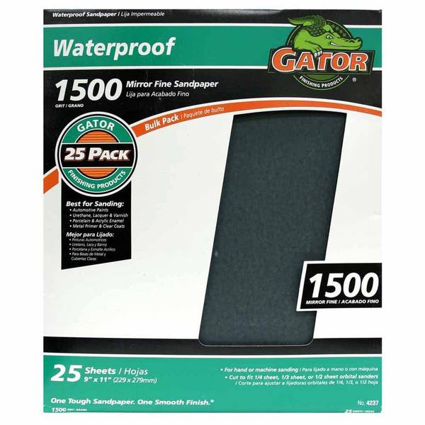 Gator 1500 Grit Waterproof Sandpaper, 25 Pack 4237 Blain's Farm & Fleet