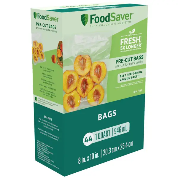 FoodSaver 1-Quart Precut Vacuum Seal Bags with BPA-Free Multilayer  Construction for Food Preservation, 44 Count