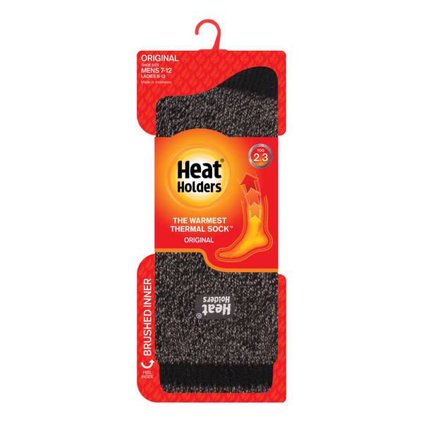 Heat Holders Men's Dominic Twist Heel & Toe Crew Socks, Black / Grey, L ...