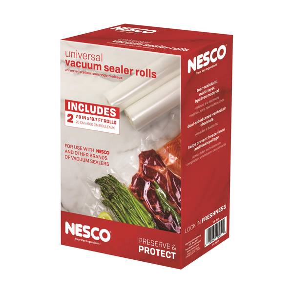 Nesco Deluxe Food VS-12 Vacuum Sealer, 130 Watts, Kit Bags & Viewing Lid,  Compact, Silver & Vacuum Sealer Pint Zipper Bags - 50 count