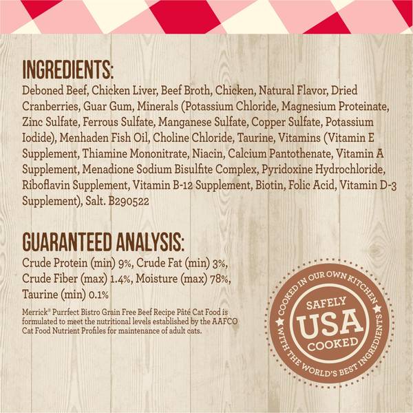 Merrick Purrfect Bistro Beef Pate Grain Free Wet Cat Food, oz