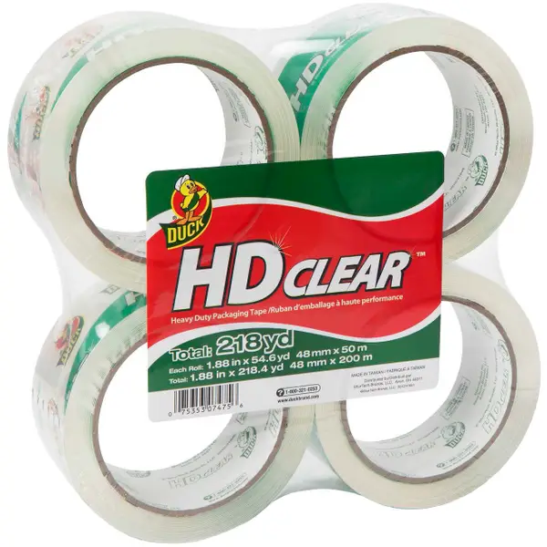 Duck 1.88-inch x 165 ft. Clear Heavy Duty Packing Tape (4-Pack)