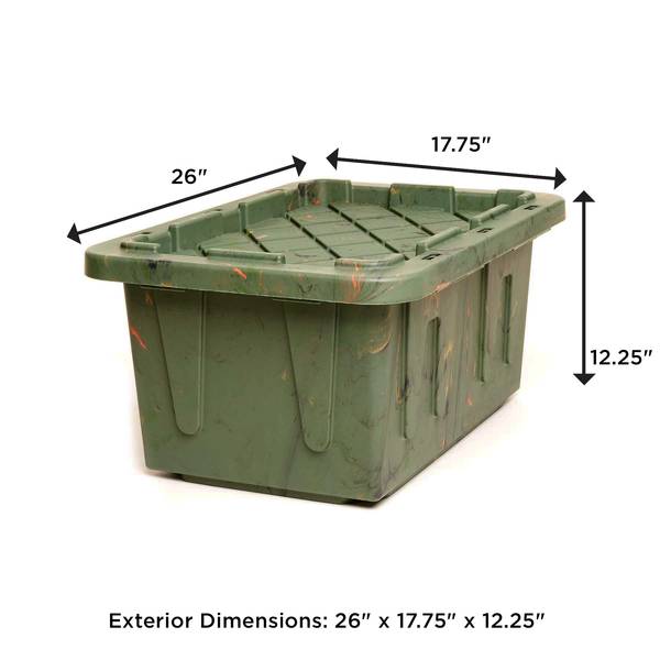 HOMZ Durabilt 15 Gallon Heavy Duty Holiday Storage Tote, Green/Red
