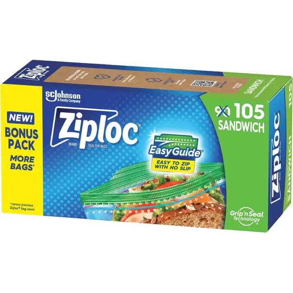 Ziploc Sandwich Bags with EasyGuide 105 Count - 01357 | Blain's