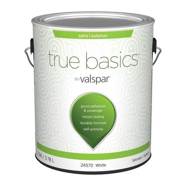 True Basics by Valspar 1 Gal Exterior Satin White Paint & Primer 080.