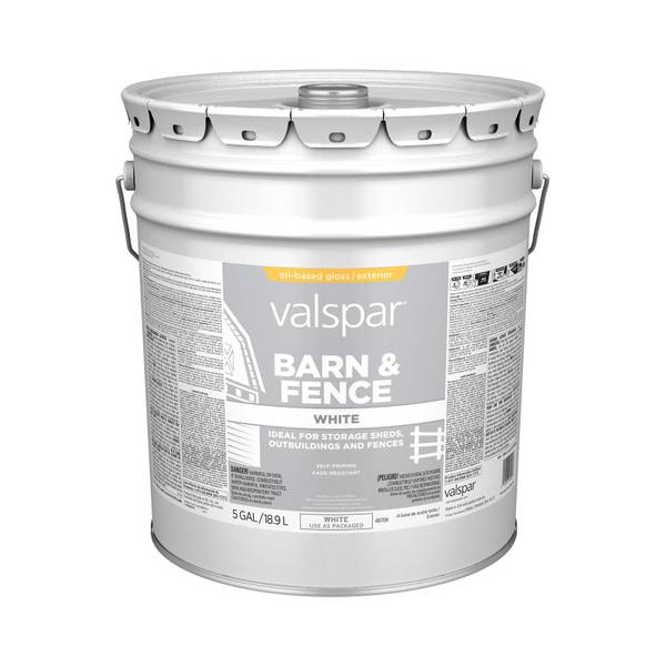 Valspar Barn & Fence Paint, White Oil, 5 Gallon 1831457508 Blain
