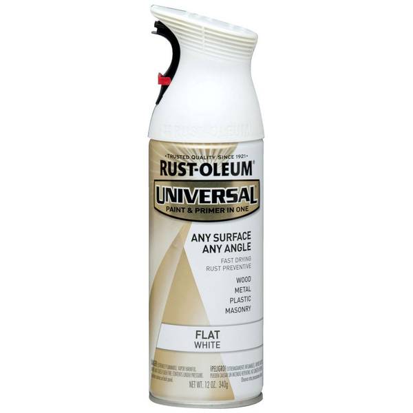 Spray Paint, White, Flat, Solvent, 12 oz