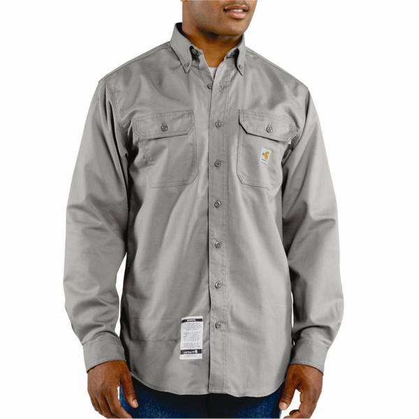 Carhartt Men's Flame-Resistant Twill Long Sleeve Shirt, Grey, XL ...