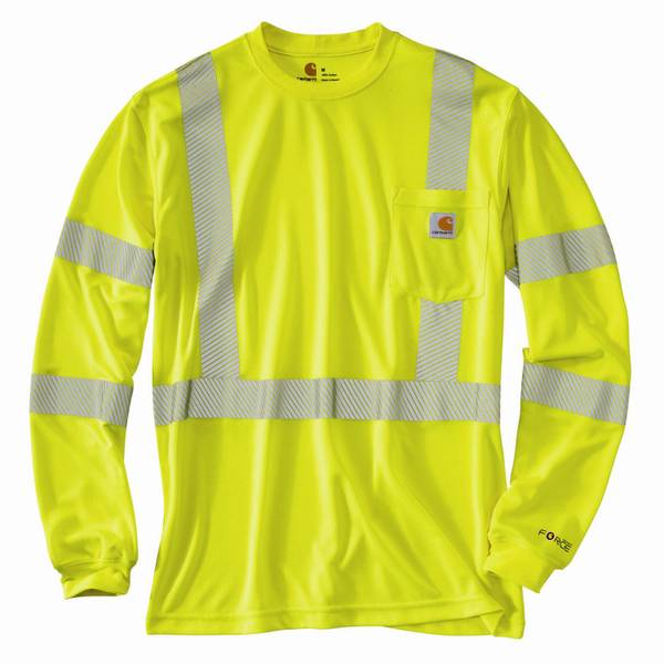 Carhartt Men&s Force High Visibility Class 3 Long Sleeve T-Shirt Brite Lime