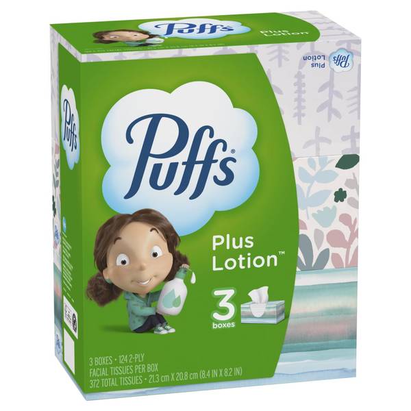 Puffs Plus Lotion Facial Tissues with the Scent of Vicks, White, 2-Ply - 88 count