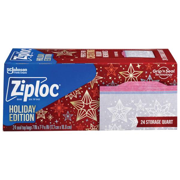 Ziploc 24-Count Holiday Storage Quart Bag - 71523