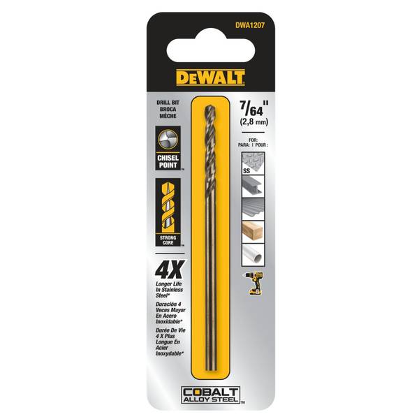 DEWALT 5/64" Pilot Point Industrial Cobalt Alloy Steel Drill Bit, 7/64