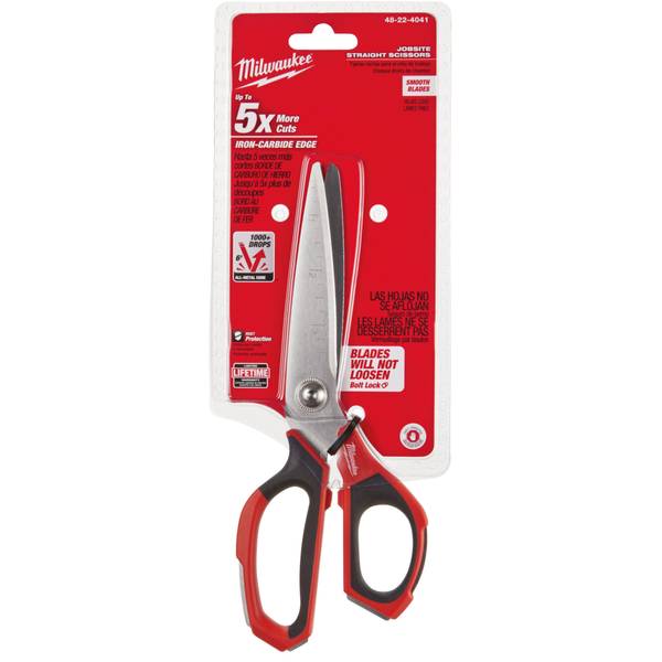 Milwaukee 48224041 Ergonomic Jobsite Straight Scissors with Bolt Lock