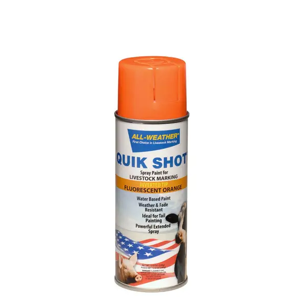 Quik Shot Livestock Marker Spray Paint, Orange, 16-oz. Aerosol