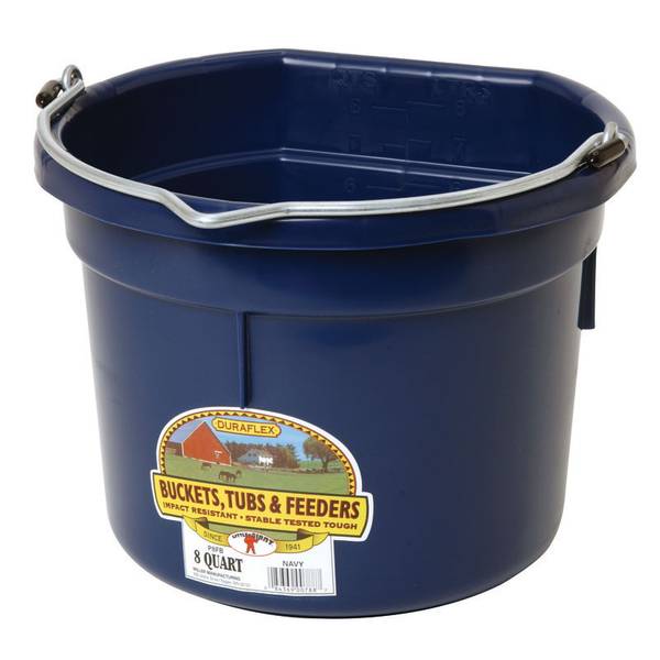 Little Giant 8 Qt. Duraflex Flat Back Plastic Bucket, Navy P8FBNAVY6