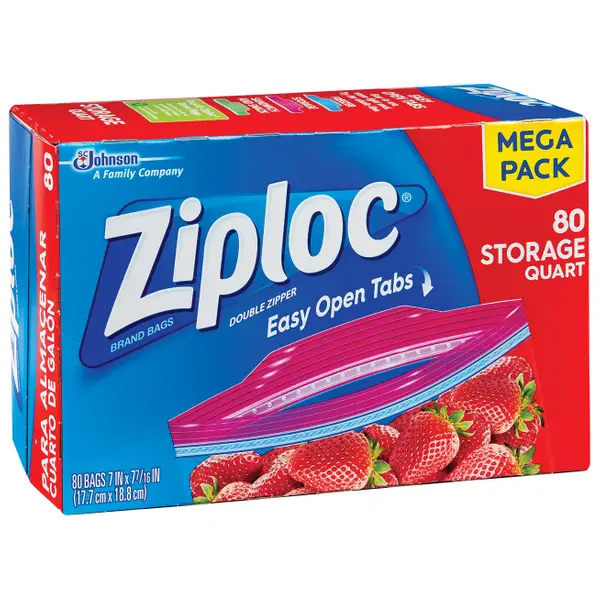 Ziploc Double Zipper Freezer Bags with Grip'n Seal Easy Open Tabs, Pint,  14Count